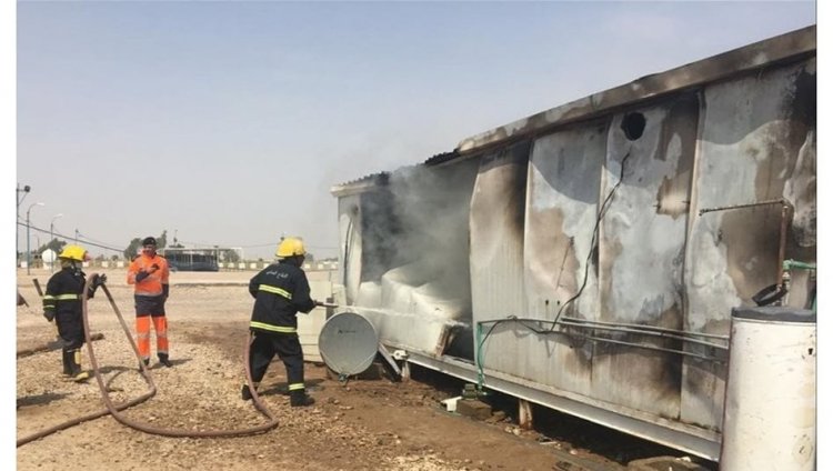 حريق في كرفانات سيطرة ببغداد والدفاع المدني يتدخل